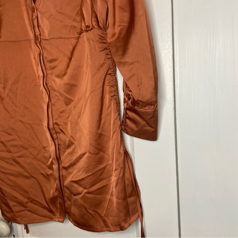 Hyfve Button Down Ruched Long Sleeve Mini Dress Size Large NEW - Picture 7 of 14